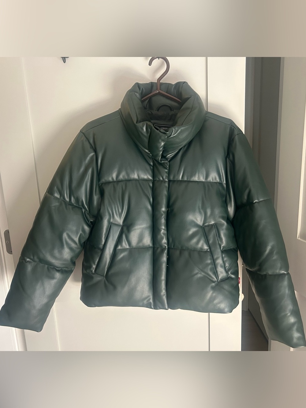 Levi's Dark Green Faux Leather Puffer Jacket